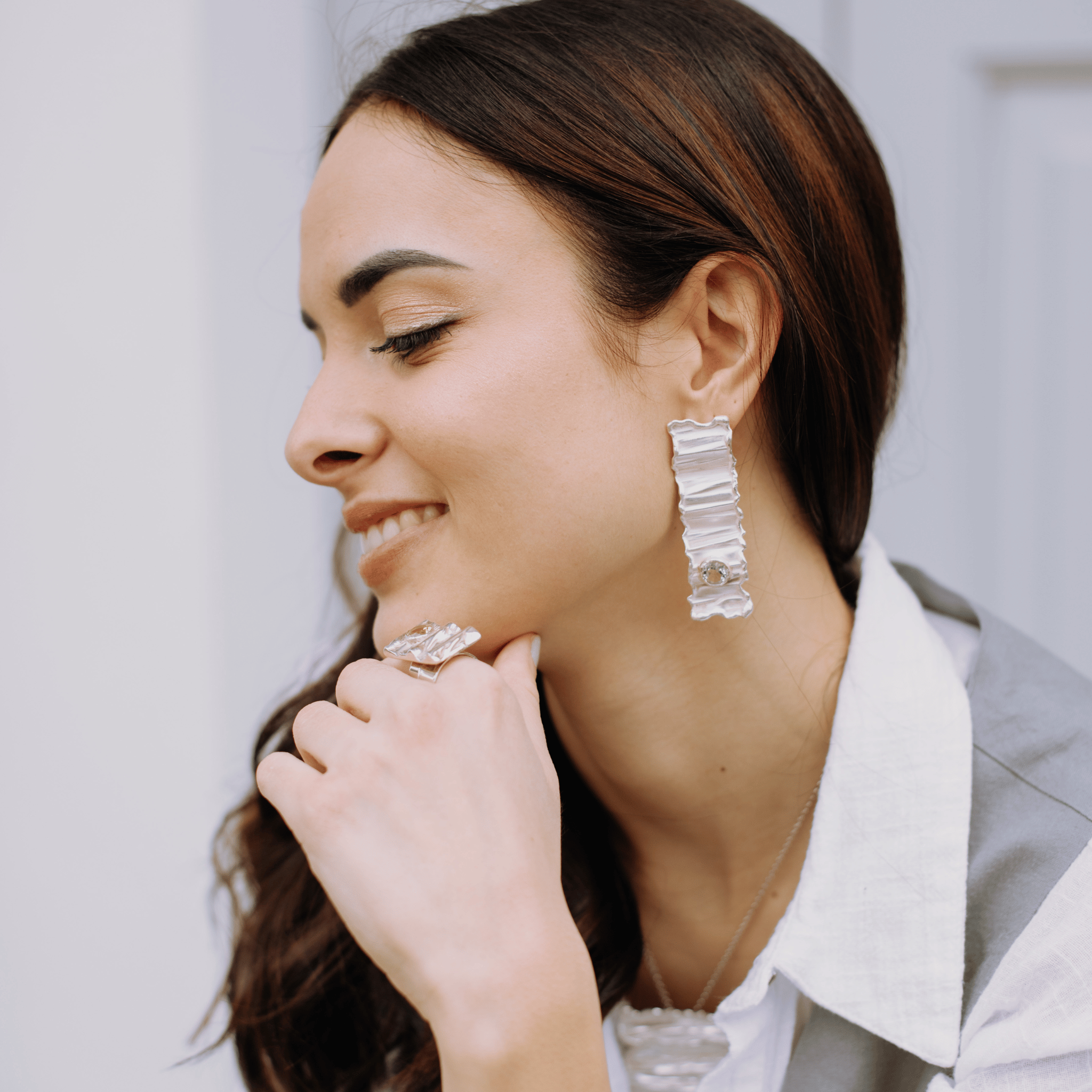 Boucles d'oreilles rectangulaires ondulées